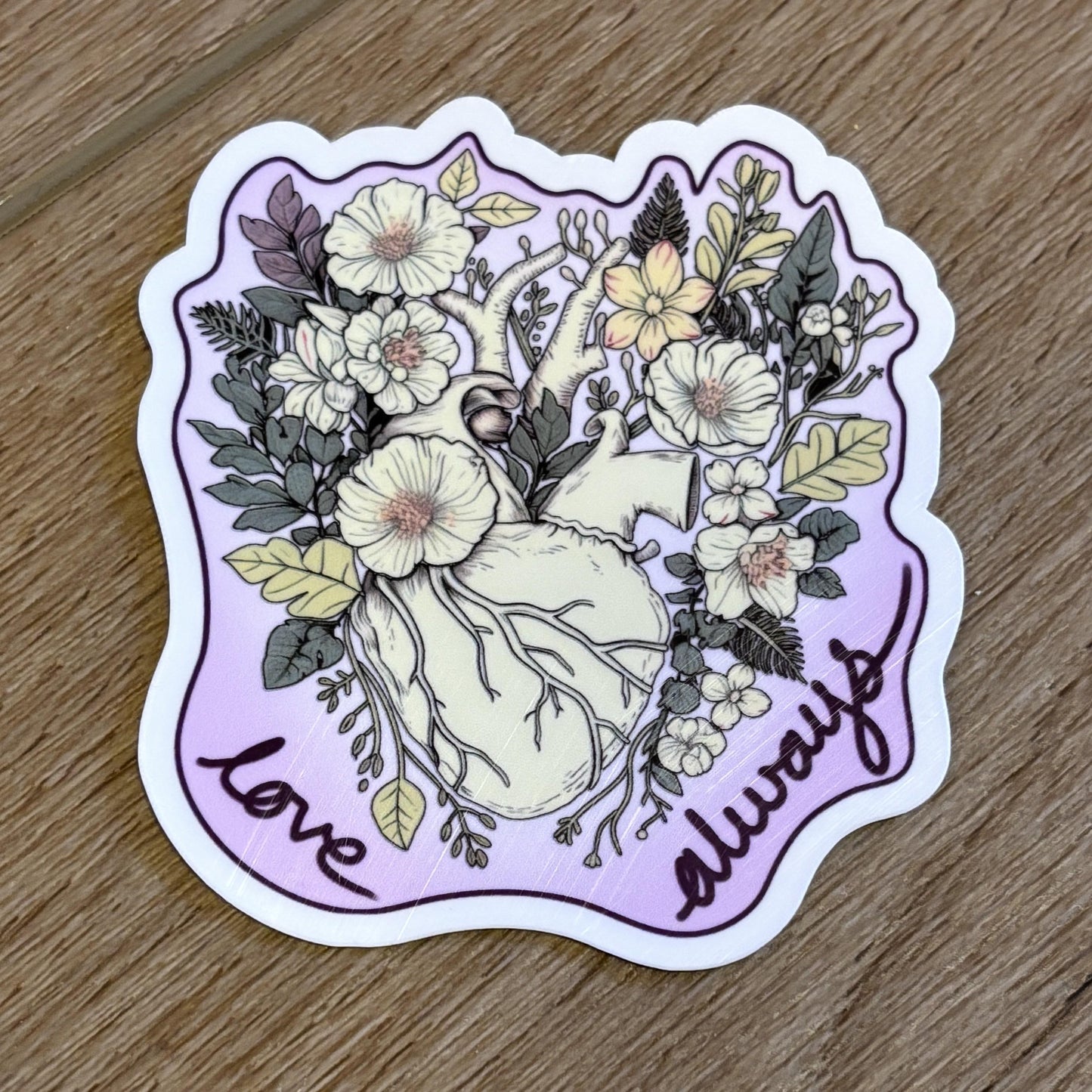 Love Always Sticker | Waterproof Decal for Laptop, Waterbottle, Notebook | Heart Blossoming