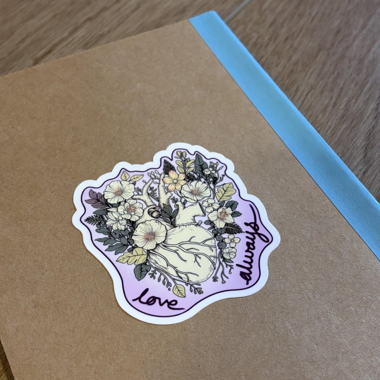 Love Always Sticker | Waterproof Decal for Laptop, Waterbottle, Notebook | Heart Blossoming