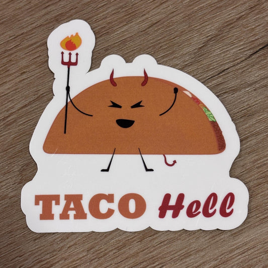 Taco Hell Sticker | Waterproof Decal for Laptop, Waterbottle, Notebook | Food Pun | Taco Bell