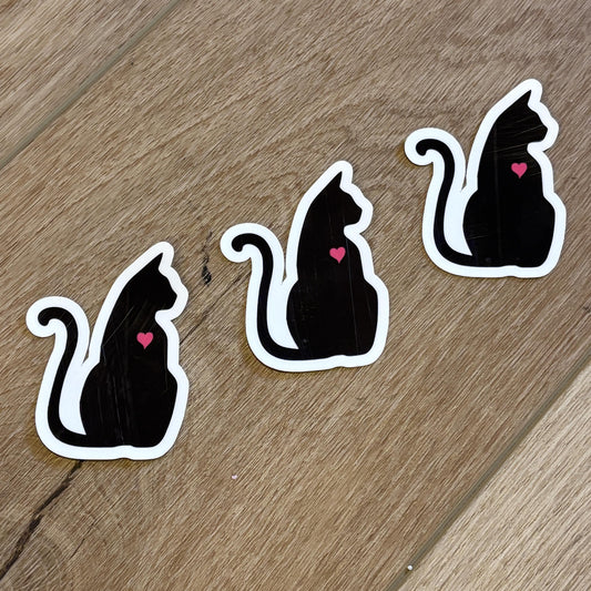 Black Cat Sticker with Heart | Waterproof Sticker for Laptop, Waterbottle, Notebook | Stole My Heart | Pet Love