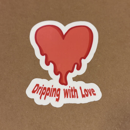 Dripping with Love Heart Sticker | Waterproof Sticker for Laptop, Waterbottle, Notebook | Melting Heart | Valentine