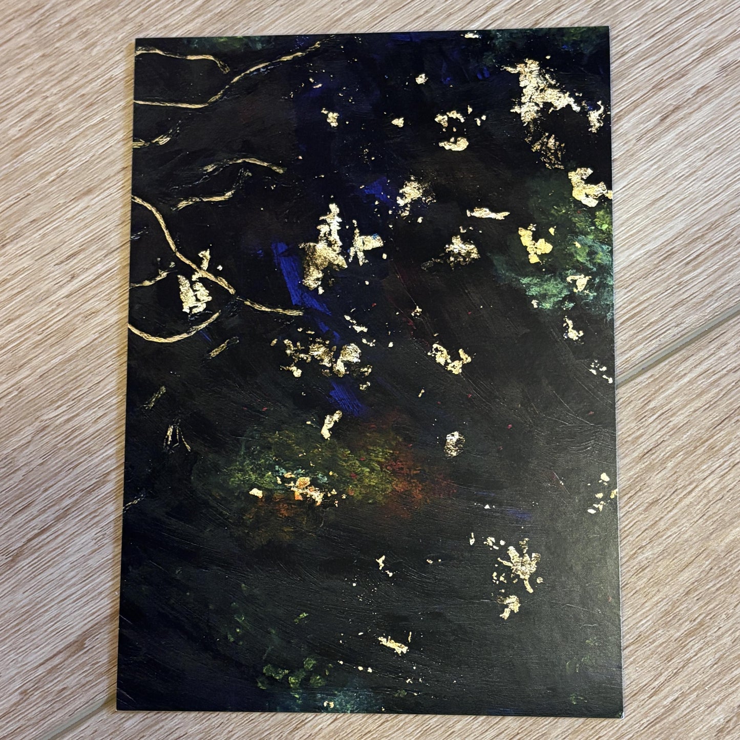 Adrift in Space 5x7 Small Art Print | Collage Acrylic Painting | Abstract Interstellar Poster | Spaceship Debris