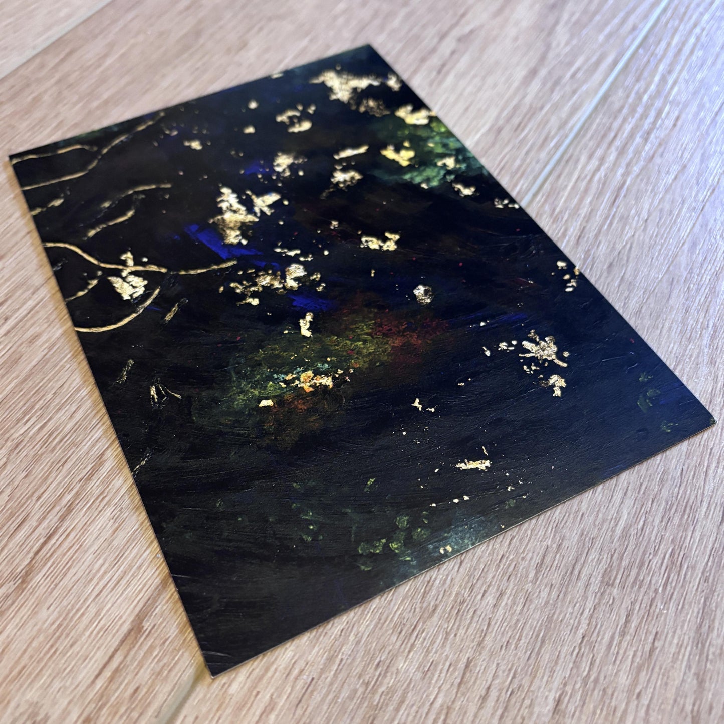 Adrift in Space 5x7 Small Art Print | Collage Acrylic Painting | Abstract Interstellar Poster | Spaceship Debris