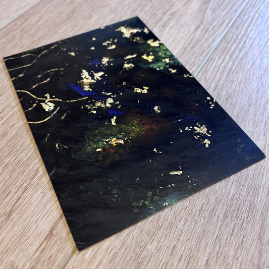 Adrift in Space 5x7 Small Art Print | Collage Acrylic Painting | Abstract Interstellar Poster | Spaceship Debris