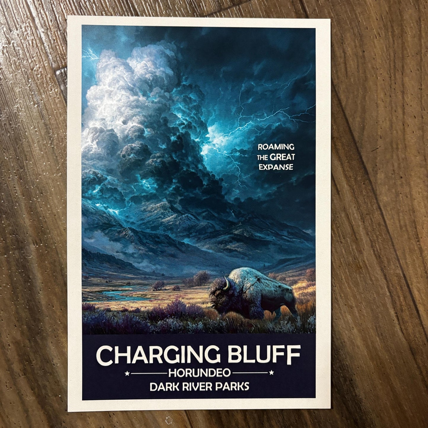 Charging Bluff Art Print | American Bison on the Great Plains | Fantasy Nature Poster