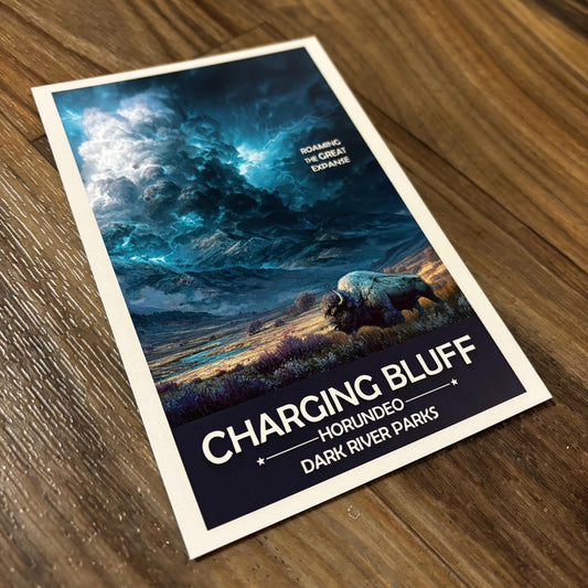 Charging Bluff Art Print | American Bison on the Great Plains | Fantasy Nature Poster