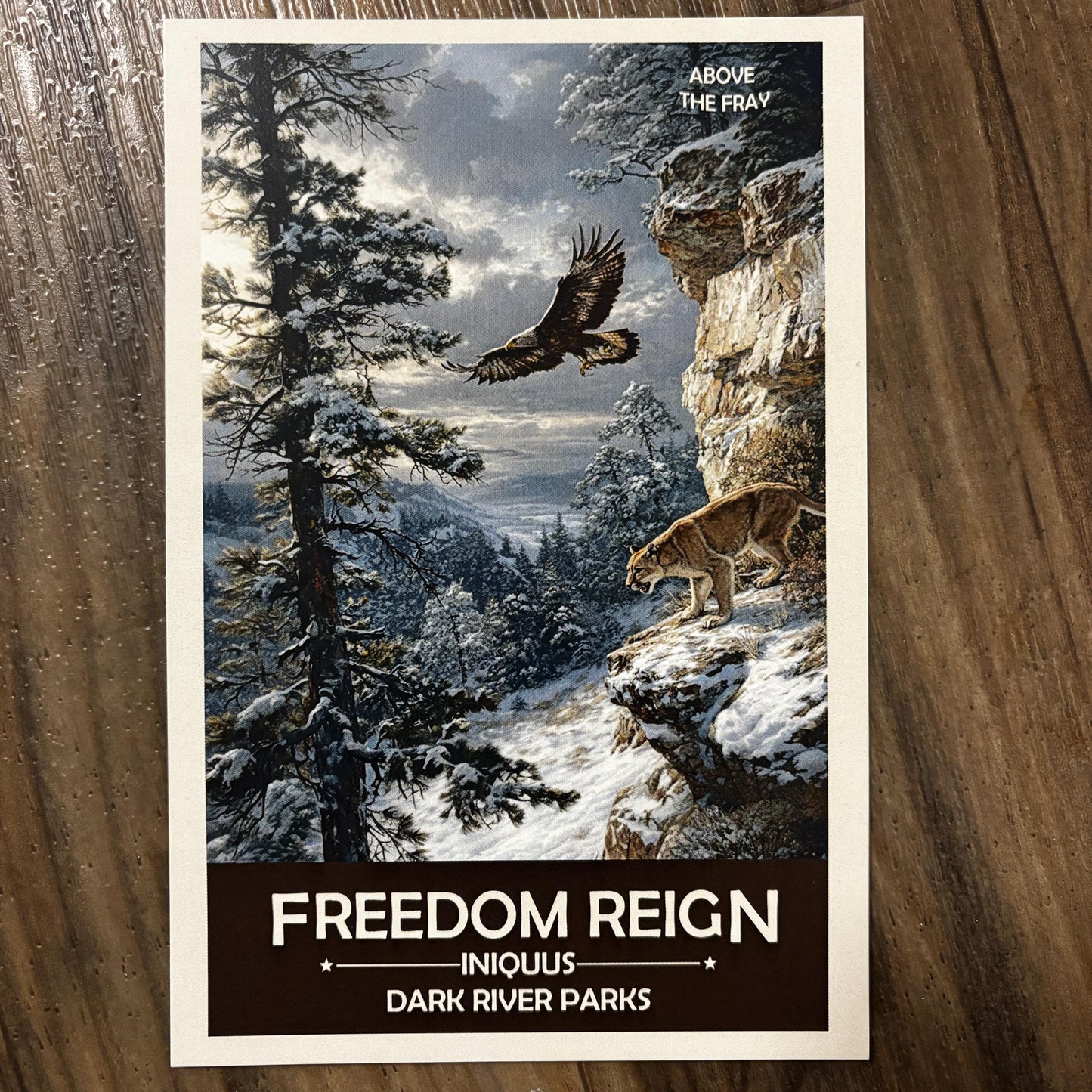 Freedom Reign Art Print | Mountain Lion and Eagle Ready to Hunt | Fantasy Nature Poster