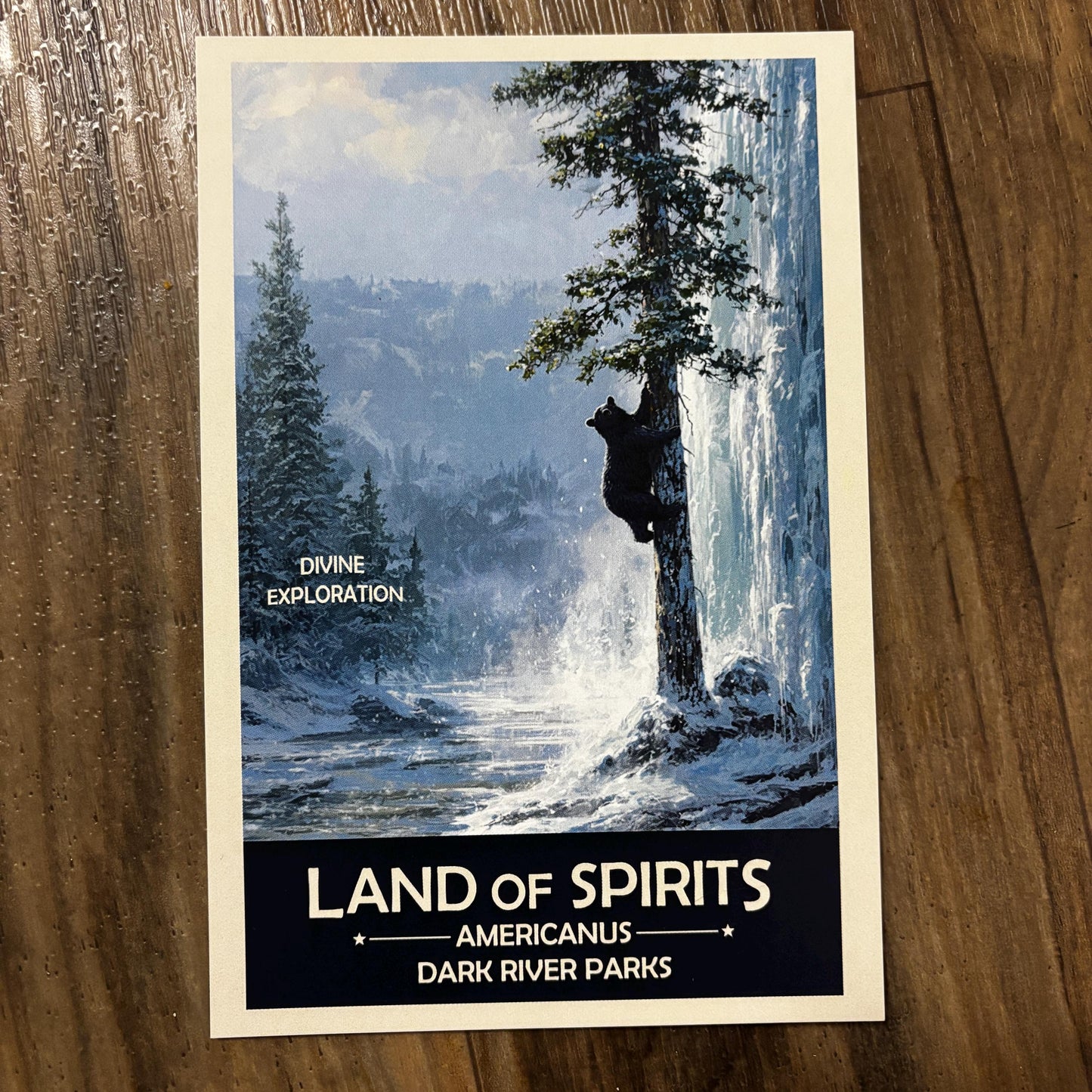 Land of Spirits Art Print | Black Bear Climbing Tree | Fantasy Nature Poster