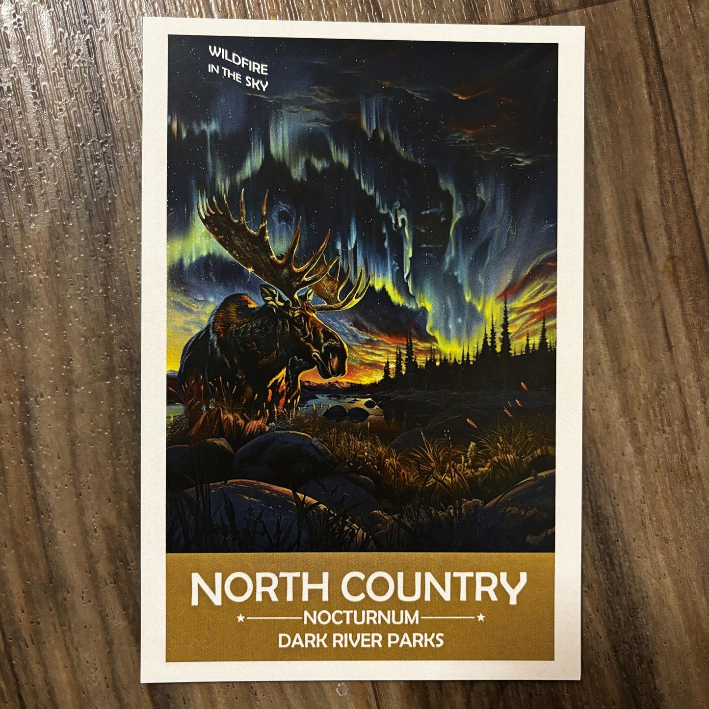 North Country Art Print | Moose Under the Aurora Borealis | Fantasy Nature Poster