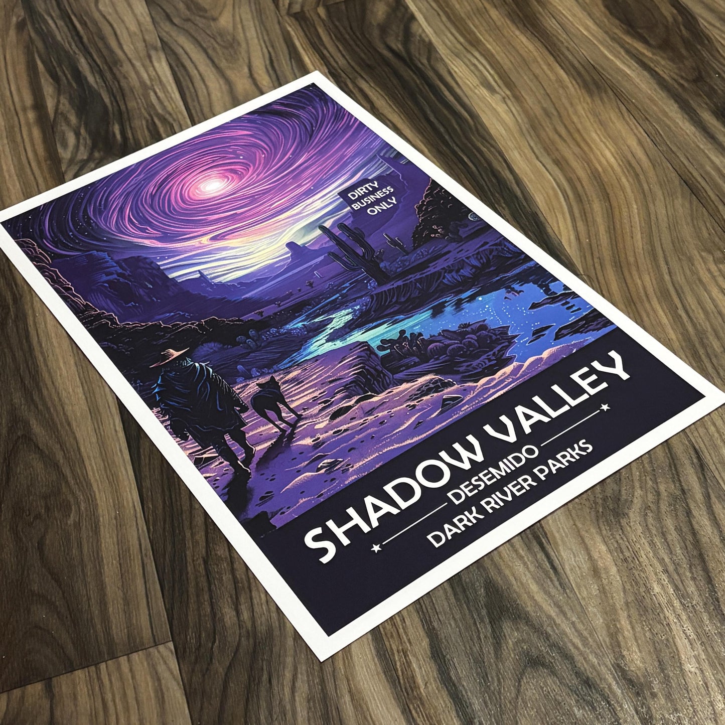 Shadow Valley Art Print | Lone Cowboy in the Desert | Fantasy Nature Poster