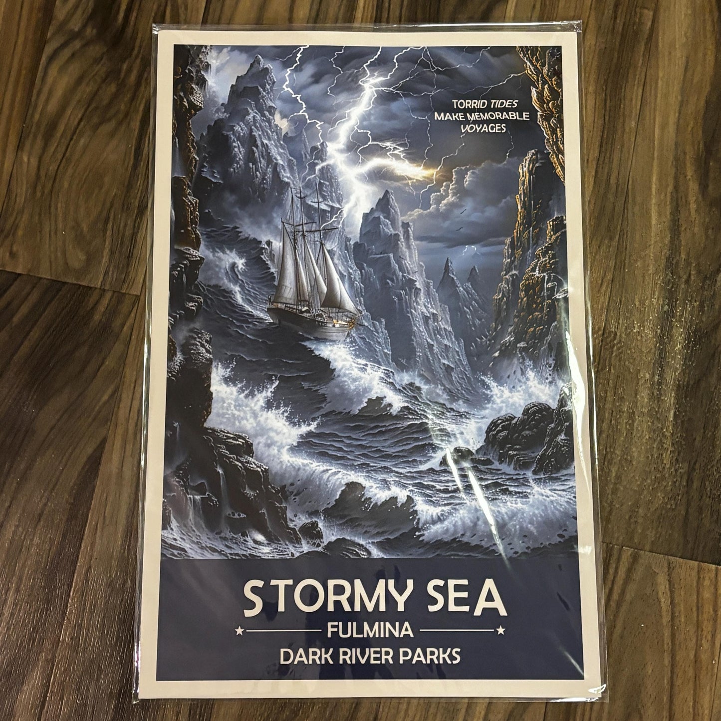 Stormy Sea Art Print | Ship Sailing Ocean Waves | Fantasy Nature Poster