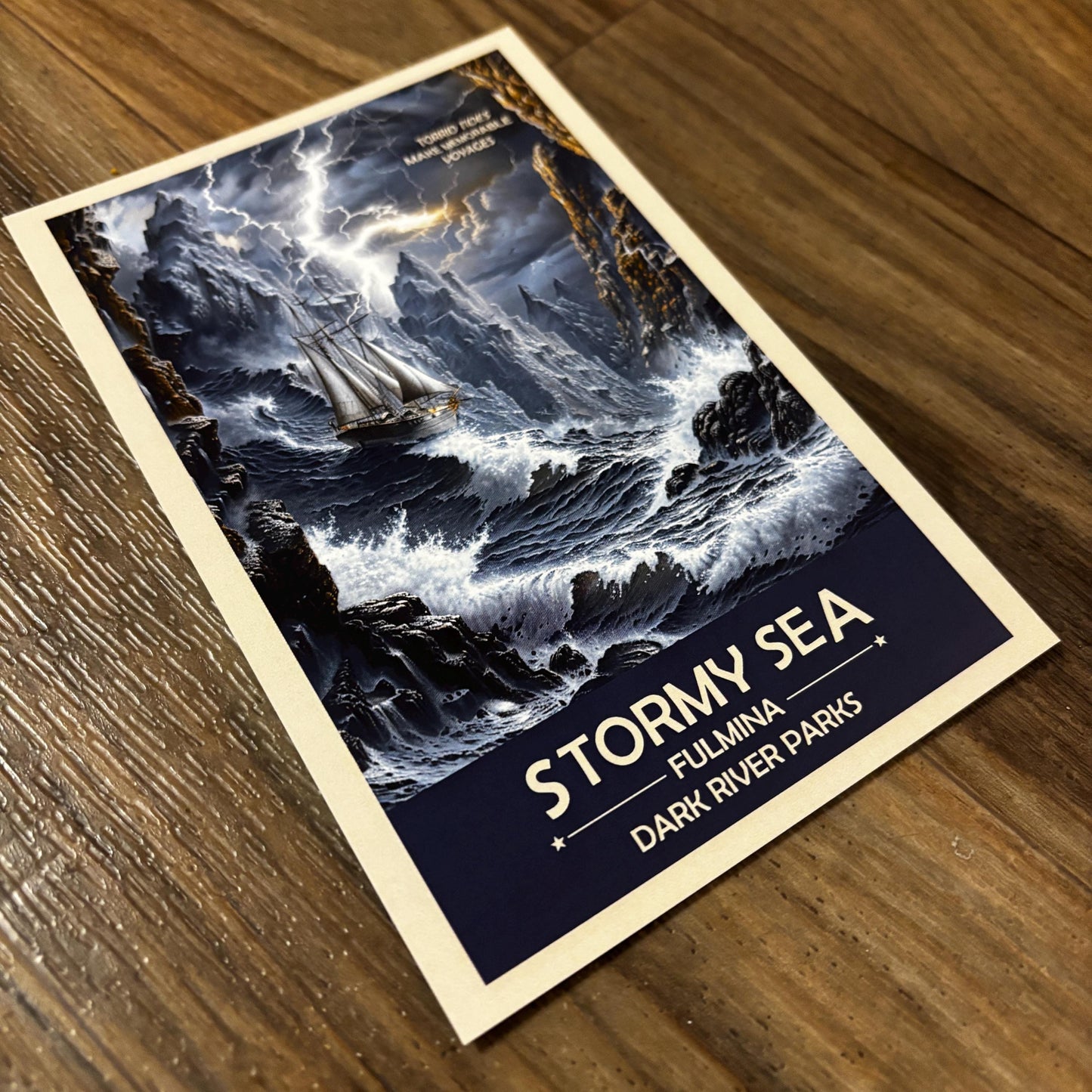 Stormy Sea Art Print | Ship Sailing Ocean Waves | Fantasy Nature Poster