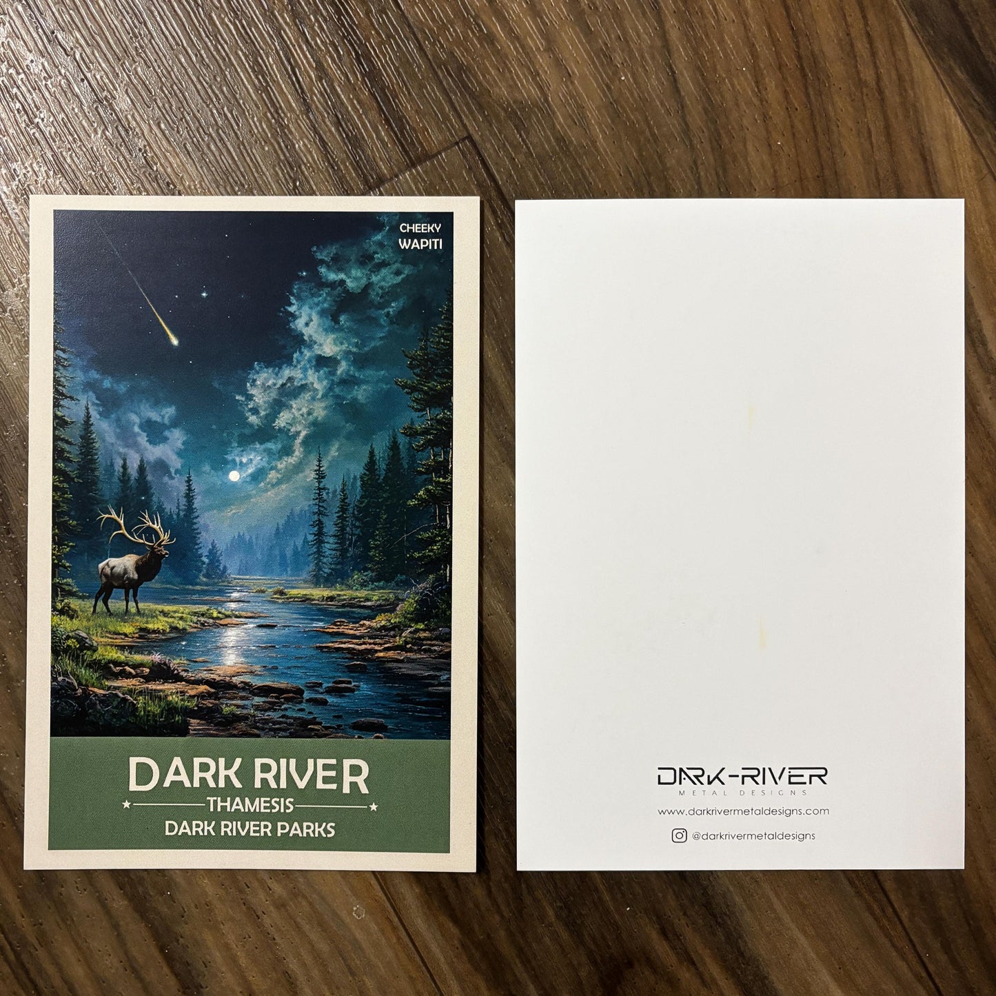 Dark River Art Print | Elk by Moonlit River | Fantasy Nature Poster