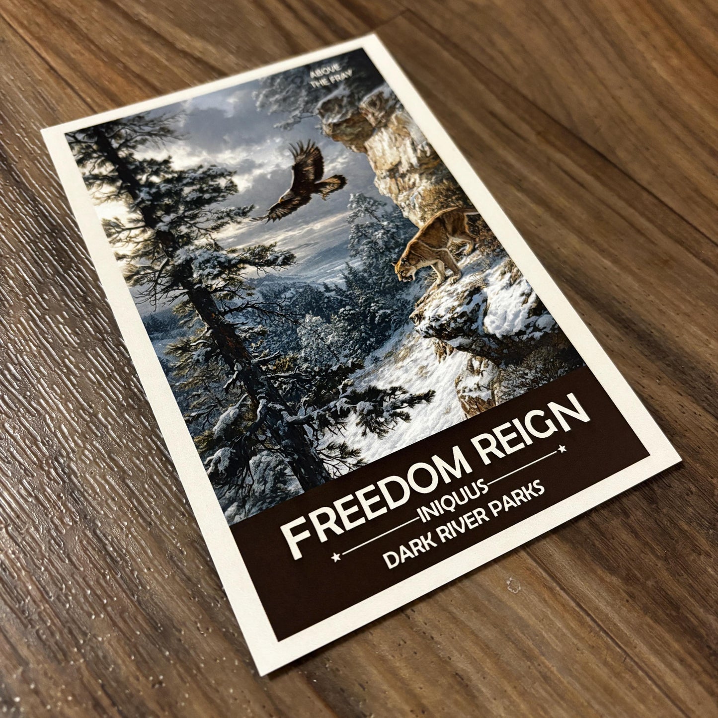 Freedom Reign Art Print | Mountain Lion and Eagle Ready to Hunt | Fantasy Nature Poster