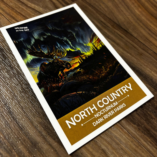 North Country Art Print | Moose Under the Aurora Borealis | Fantasy Nature Poster