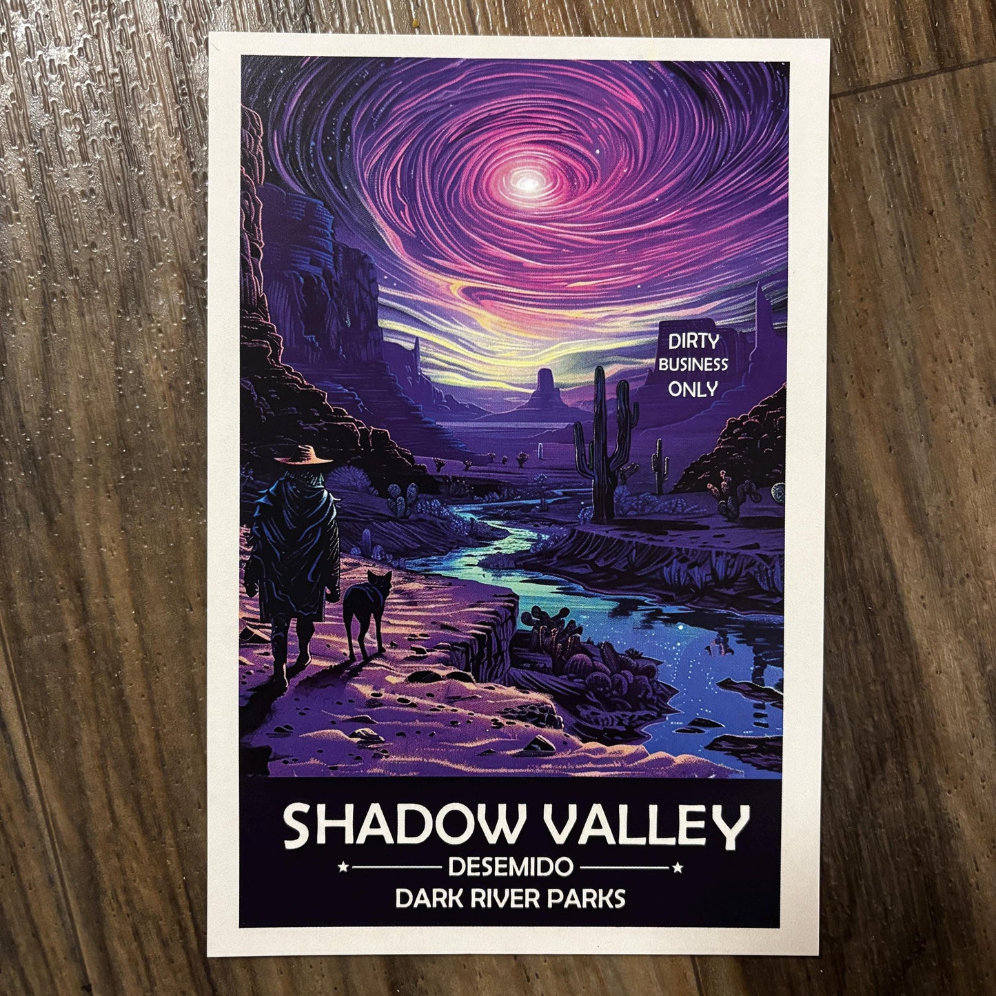 Shadow Valley Art Print | Lone Cowboy in the Desert | Fantasy Nature Poster
